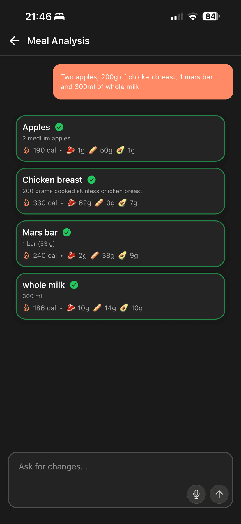BiteKit app home screen showing daily calorie and macro tracking with progress bars